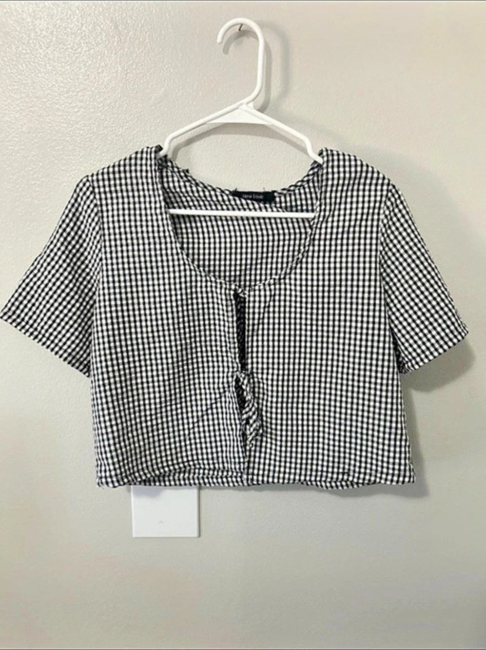 New Look Black & White Gingham Tie-Front Crop Top Medium - Picture 1 of 2